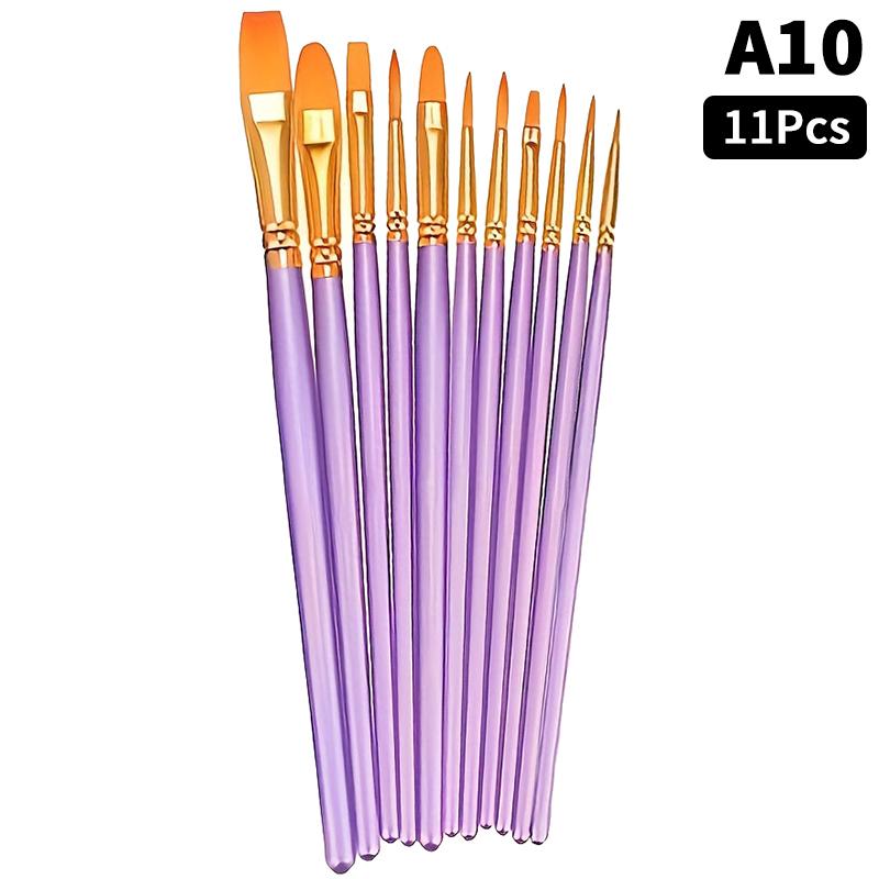Detail Painting Brushes Set Professional Round Flat Nylon Hair Watercolor Paint Brush For Kid Students Artists Oil Painting Tool
