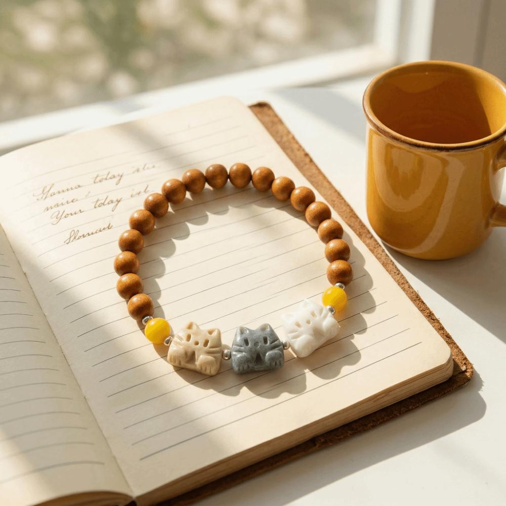 Cute Biscuit Cat Bracelet Adjustable Cat Beads Bracelet Fashion Friendship Bracelet  Friends