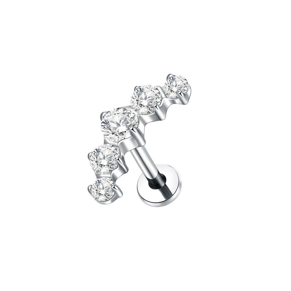 1 Stuks Titanium Oor Kraakbeen Stud Oorbellen voor Vrouwen Interne Schroefdraad Zirconia Bloem Oorlel Tragus Helix Lip Ringen Sieraden 16G