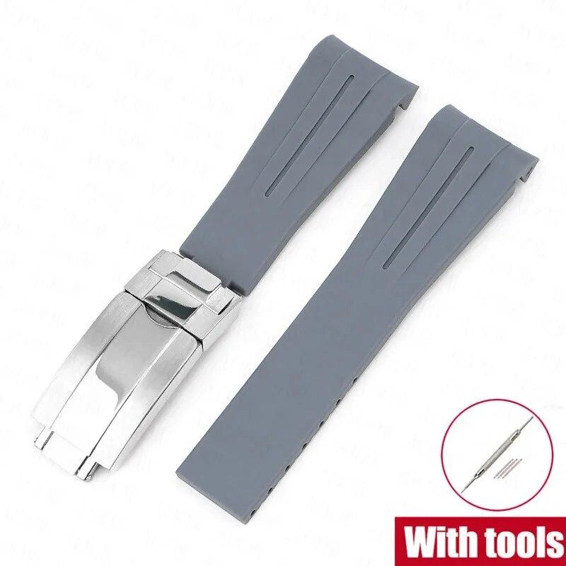 Rubber Watch Band Fit for Omega X Swatch Moonswatch 20mm Stainless Steel Folding Buckle Men Women Curved Replace Strap for Rolex