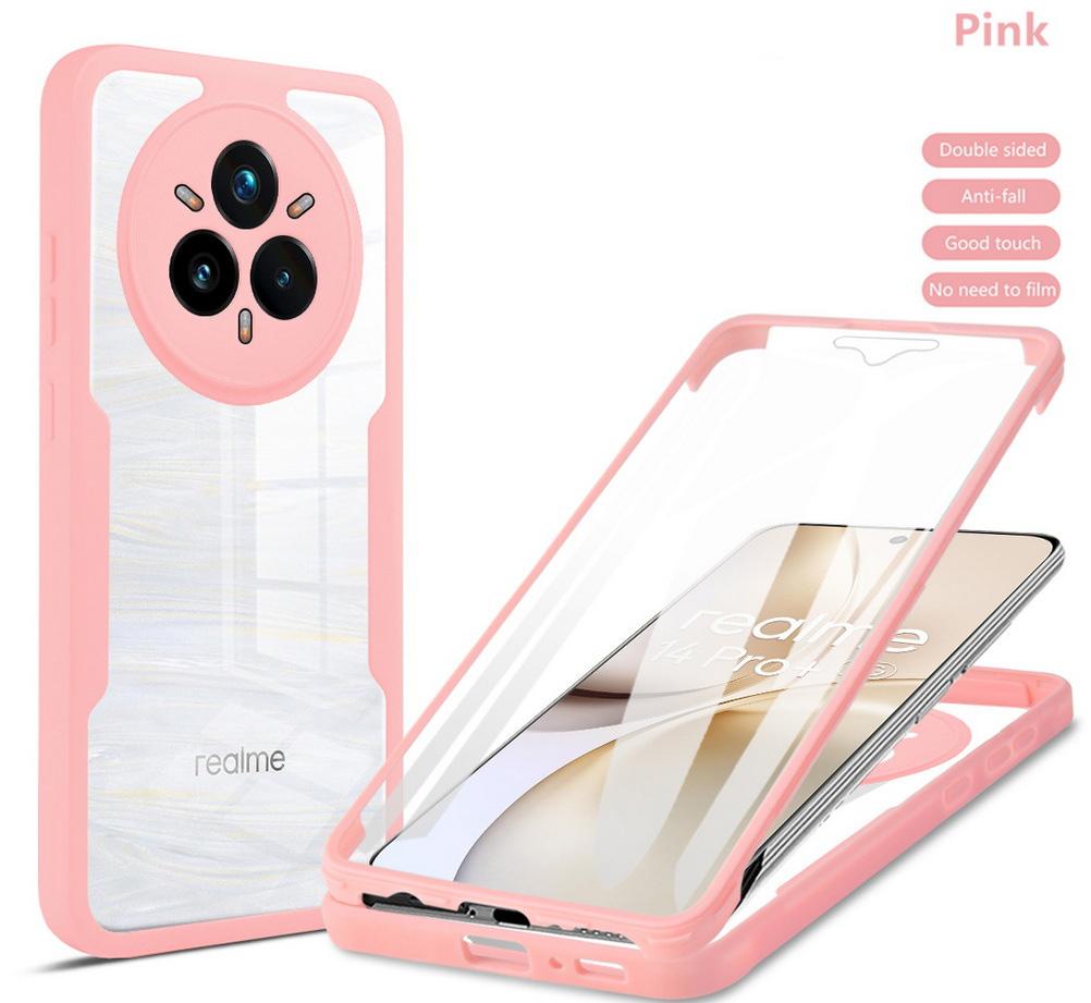 

Чехол с полной защитой для Realme 14 Pro + Realme14 Pro realme 14 Двойная защита щит Полное покрытие Realme 14 Pro розовый