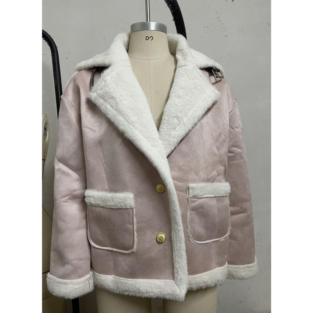 2026 New Women's Faux Fur Collar Jacket, Winter Warm Plush Cozy Casual Outwear with Fashionable Lapel Design for Cold Weather