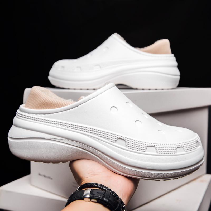 New cotton slippers in autumn and winter hole-shaped velvet warm home bag and thick-soled fluffy mop cotton shoes 3637 3560₽