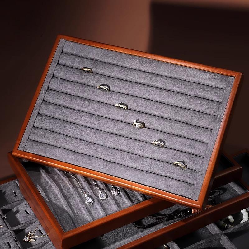 High End Solid Wood Ring Viewing Trays Jewelry Display Rack Jewelry Tray Decorate The Office Tray with Necklaces and Bracelets