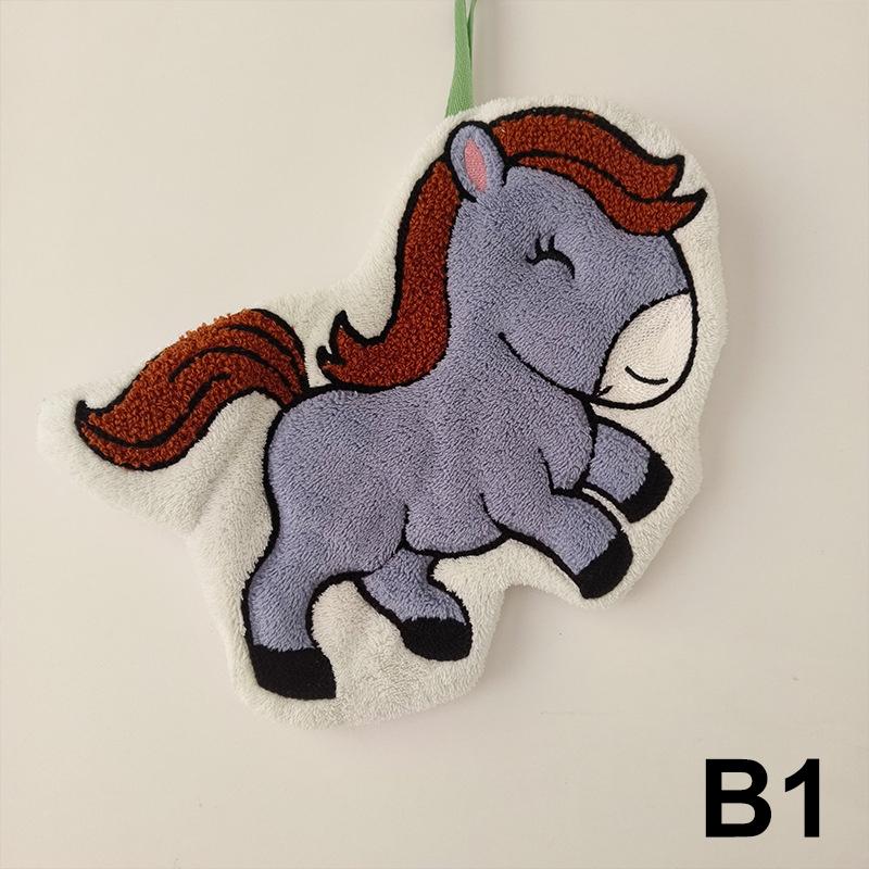 Cartoon Cute Pony Hand Towel Coral Fleece Home Kitchen Wipes Horse Thickened Hanging Absorbent Towels For Bathroom Home Decor