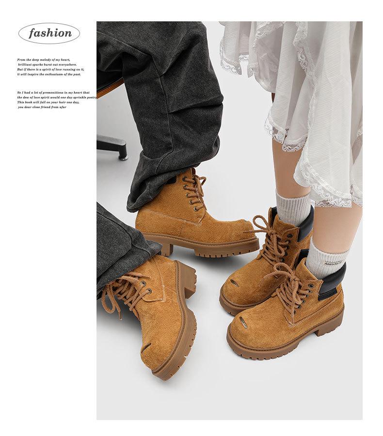 Mickey Yellow Herren Retro Motorrad-Martin-Stiefel mit dicken Sohlen und Höhenverstärkung