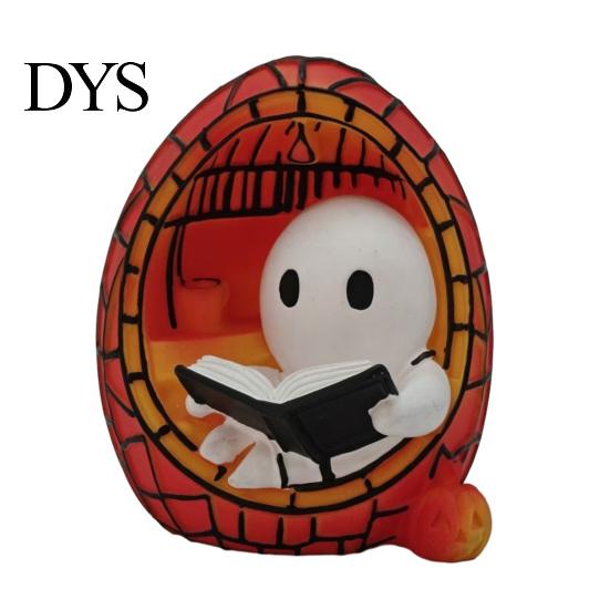 Holiday Collector Statue Halloween Reading Ghost Decorative Lamp, Cute LED Night Light, Small Retro Healing Lamp Spooky Atmosphere for Bedroom Bedside