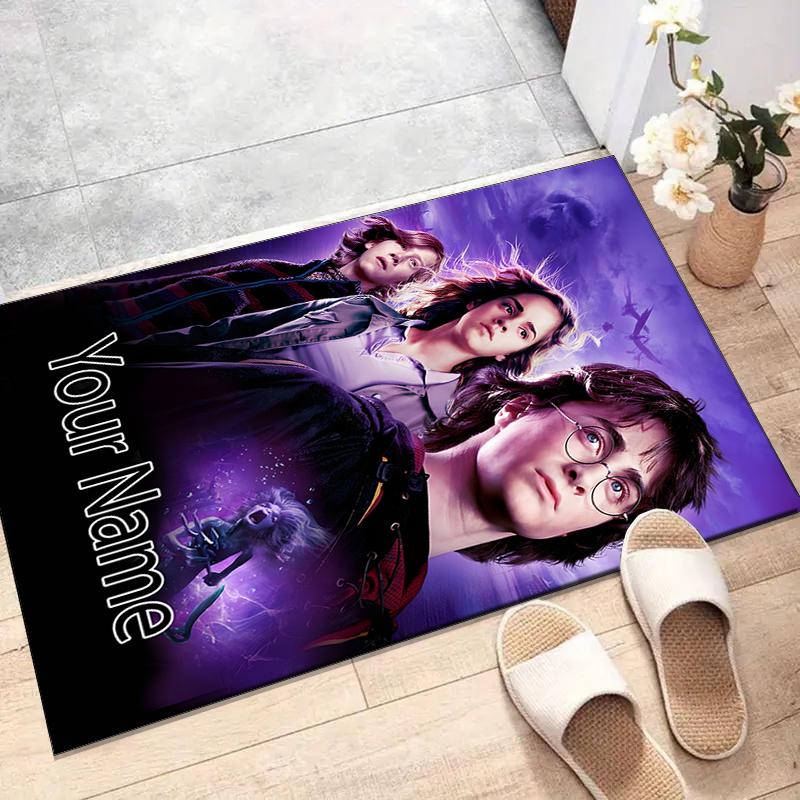 Hogwarts Design Area Rug Personalized Name- Non-Slip, Soft & Cozy Floor Mat for Living Room, Office - Indoor/Outdoor Carpet