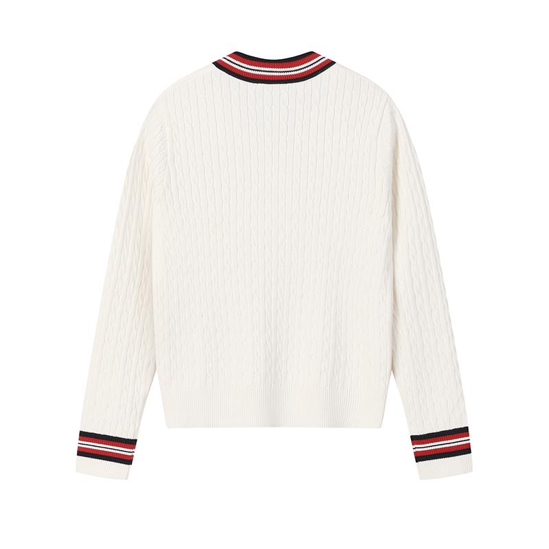 FILA Heritage Fashion Simple Classic Retro Casual Style Comfortable Versatile Knit Sweater Women sweater Cloud-Mushroom-White F11W618412FWT