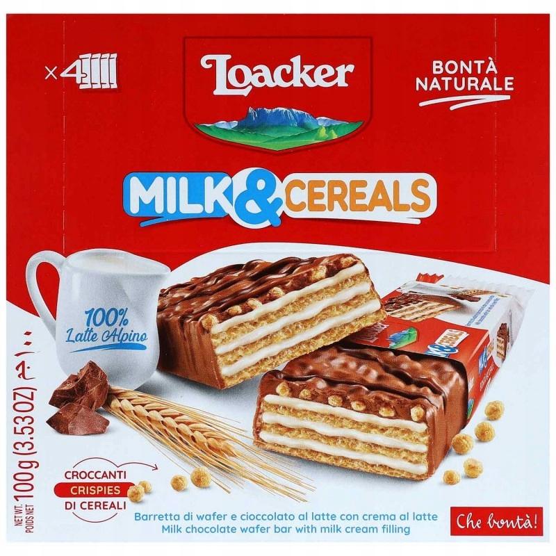 Chocoladewafels met melkvulling en Loacker vlokken 4x25g