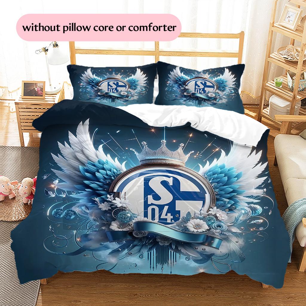 Set Copripiumino Trapuntato con Motivo FC Schalke 04 Decorazione per la Casa Regalo (1 * copripiumino + 2 * federe senza imbottitura)