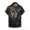 Men Gothic Skull Themed Short Sleeve Casual Shirts