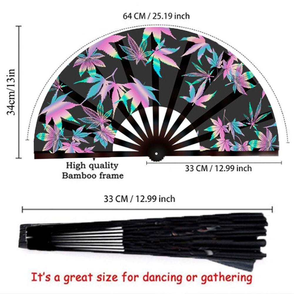 27/33cm Folding Hand Large Disco Fan Popping Clack Handheld Light Up Fans Large Clacking UV Glow Fans Performance Wedding Party