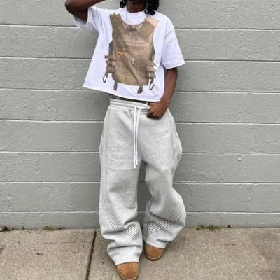 LUXEON American Retro Striped Knitted Pants Men Y2k Street Harajuku Trendy Brand Oversized Trousers Loose Casual Wide Leg Pants Women