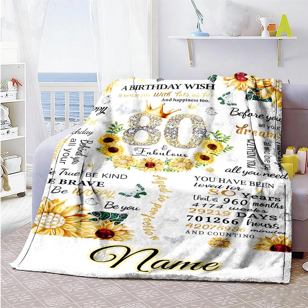 Birthday Customize Your Name Blanket Cozy Personalized Blanket Ultra-Soft for Bedding Livingroom Home Decor Nap All-Season Use