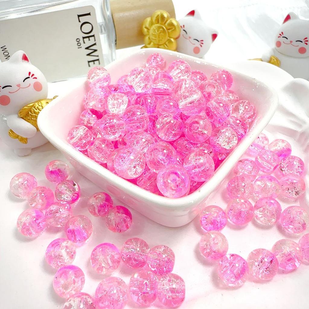 10mm Crackle Glass Round Beads, Loose Spacer Beads DIY Accessories for Bracelet Making 50pcs