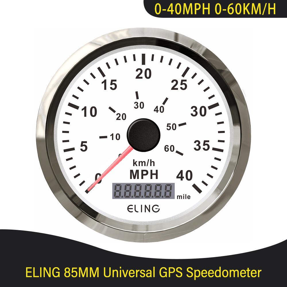 ELING Waterproof 85MM GPS Speedometer 0-40MPH 0-80MPH 0-160MPH Total Mileage Adjustable with Backlight 12V 24V for Truck Yachts