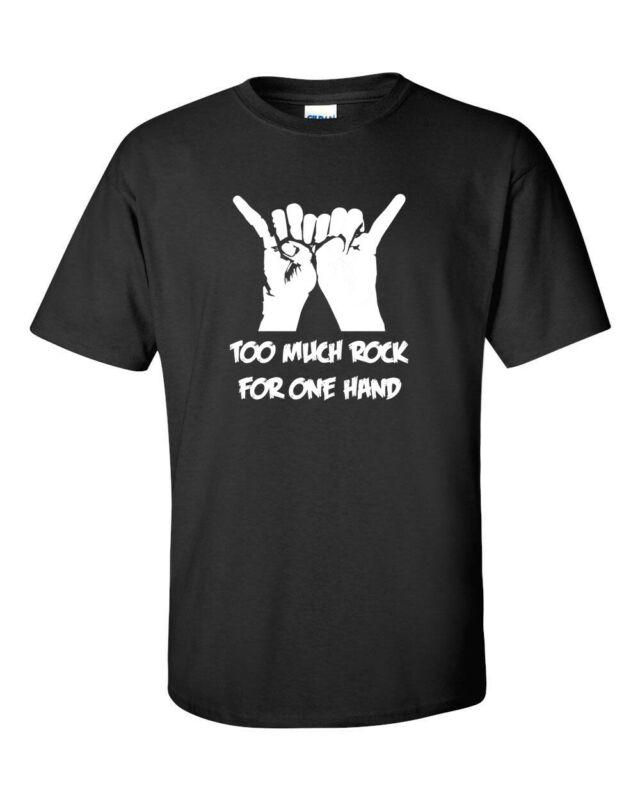 Too Much Rock For One Hand Music Concert Black Chic Summer Tee Cute Men ...