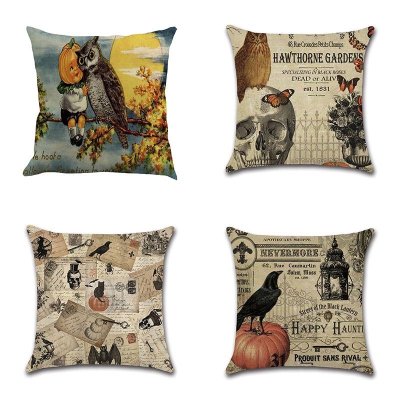 Happy Halloween Pillow Cases Linen Sofa Bedroom Office Cushion Cover Decor Home