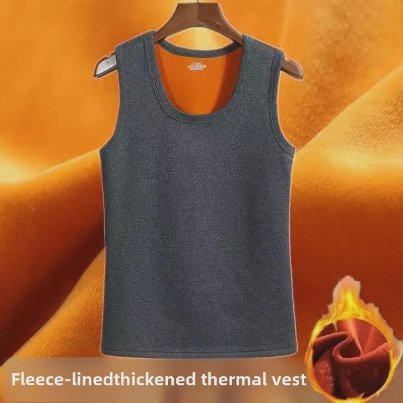 

Мужская футболка-майка с внутренним жилетом из золотистого бархата для людей среднего возраста, утолщенный бархатный верх 5XL (180-200 kg) темно-серого