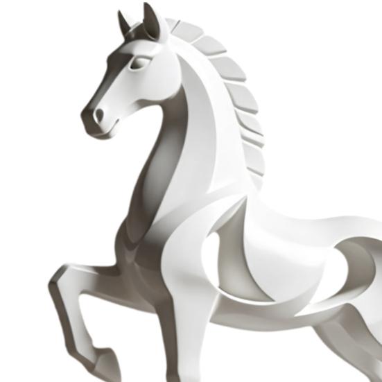 Standing Horse Statue Modern Geometric Horse Ornament Large Base Matte White Art Figurine for Home Office Living Room Decor Luck Wealth Gift