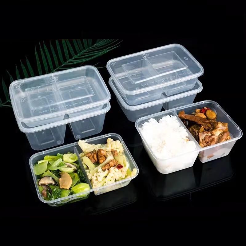Disposable Transparent Two-Compartment Food Containers