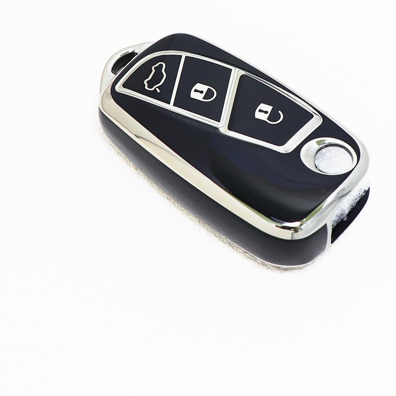 

Keychain Accessories For Fiat 500 Panda Stilo Ducato Punto Doblo Bravo 3 Button Tpu Car Flip Key Case Cover Keyless Holder Fob