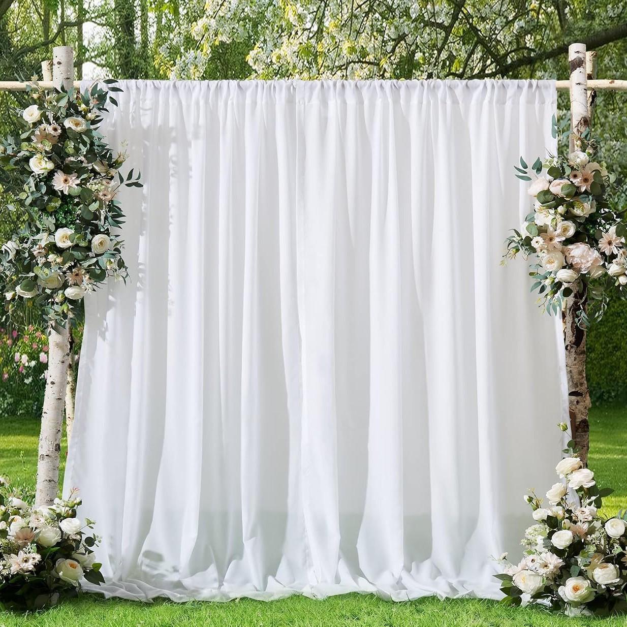 Wedding Arch Fabric Drape Lovry Sheer Backdrop Curtain Chiffon Fabric for Party Ceremony Stage Reception Decor Window Curtain 75x215CM