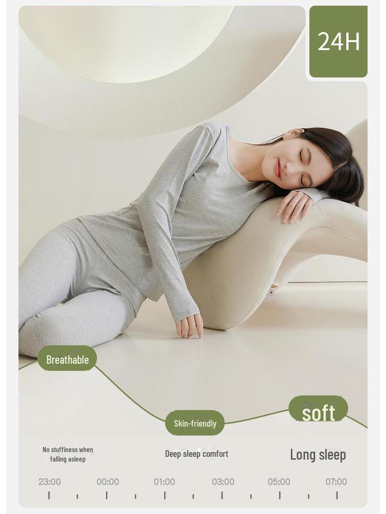7A Grade Women's Antibacterial Pure Cotton Autumn Thermal Underwear Set