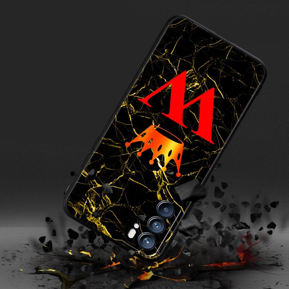 Marble Letter Phone Case For Oppo A17 A31 A54 A57 A78 A79 A98 Find X5 X6 Reno 6 7 8 10 11 12 13 F Pro 5G Soft TPU Cover Fundas