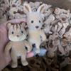 1Pc Forest Family Animal Figure Rabbit Bear Dog Flocked Shaggy Figurine Animal Model Toy For Kid Factory Defects