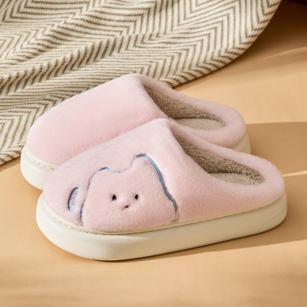 Cartoon Women Home Slippers Plush Warm Thick Bottom Slides Cute Soft Non-slip Slippers Indoor Outdoor Men Casual Slippers