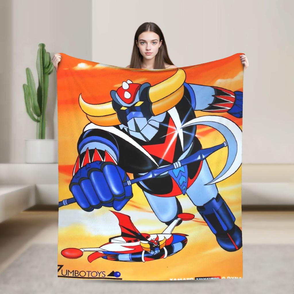 Goldorak Cartoon Blanket  Super Soft Print Plush Bedding Throws For Couch Chair Airplane Travel Flannel Bedspread Bed Cover