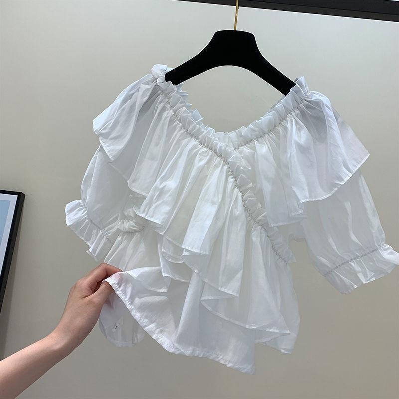 

Блузка с короткими рукавами и рюшами, женская короткая летняя рубашка с v-образным вырезом, зеленая рубашка 4XL белый