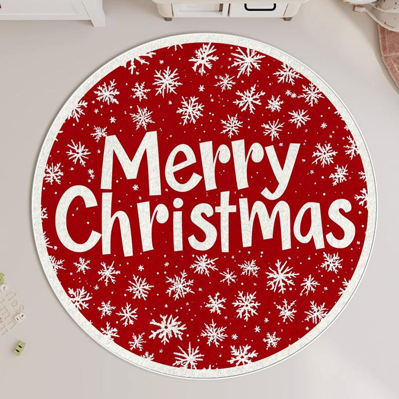 Christmas Round Carpet Atmosphere Washable Dirt Resistant Full Spread Sofa Coffee Table Blanket Christmas Tree Festive Decoration Mat