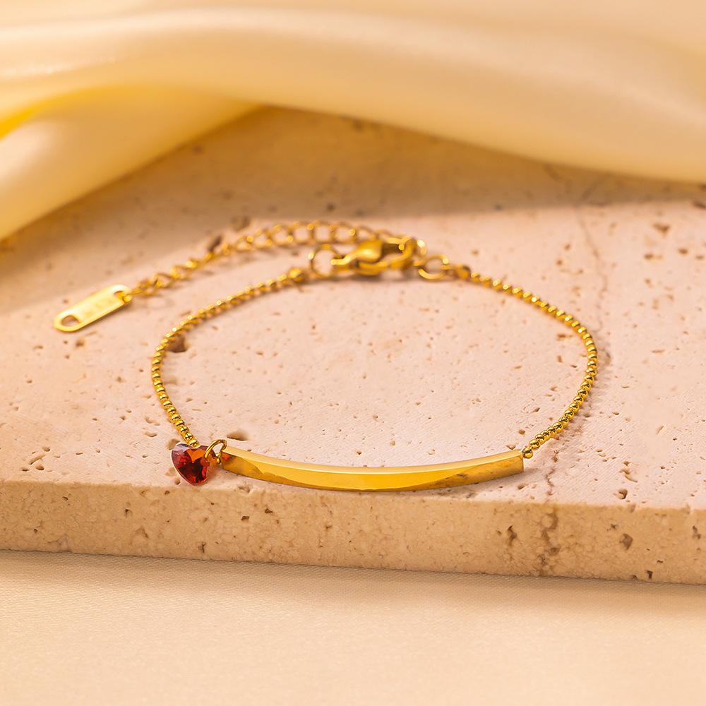 

Простой и универсальный браслет с красным бриллиантом и улыбкой, любовь, французский темперамент, круглая цепочка из бусин, украшения для женщин