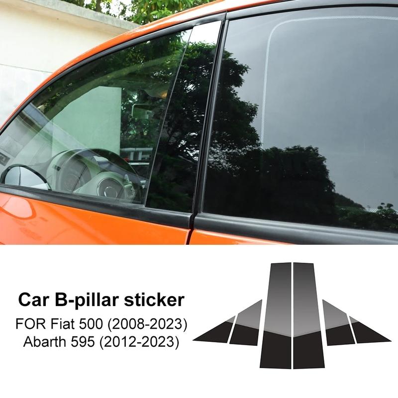 Glossy Black B Pillars Trim Sticker For Fiat 500 Abarth 595 2012-2016 2017 2018      Protect Accessories