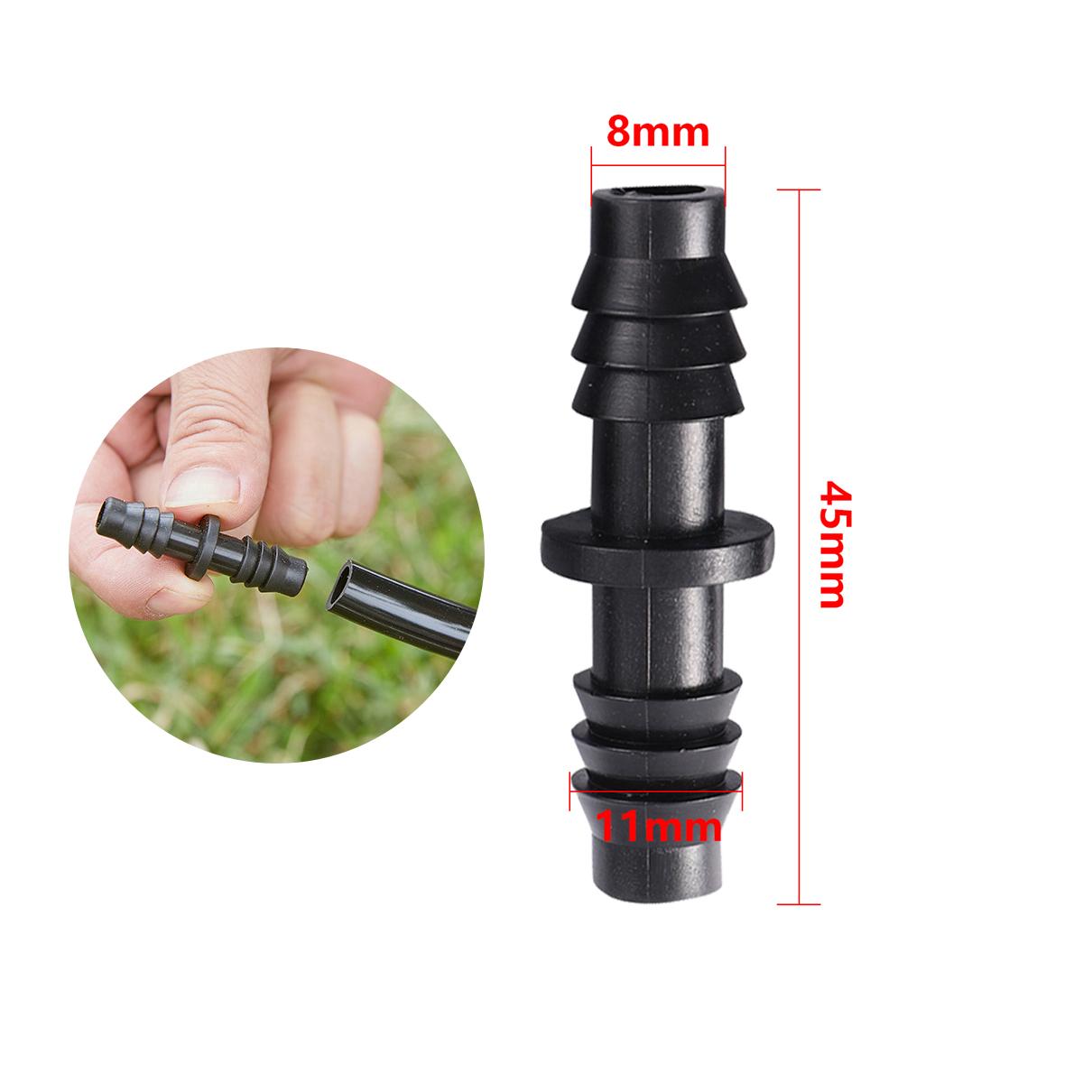 

20/50/100Pcs 8/11mm Hose Multi-barbed Straight Connectors 3/8 Pipe Extension Joint Garden Micro Spray Irrigation Tube Fittings 20Pcs