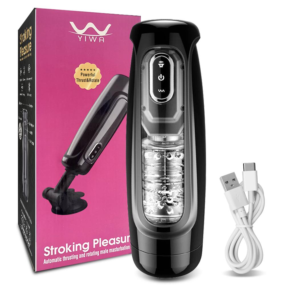 Automatische Masturbatoren für Männer, Teleskop-Rotation, männliche Masturbation, Simulation, Vagina, Blowjob, 10 Modi, Sexspielzeug für Erwachsene