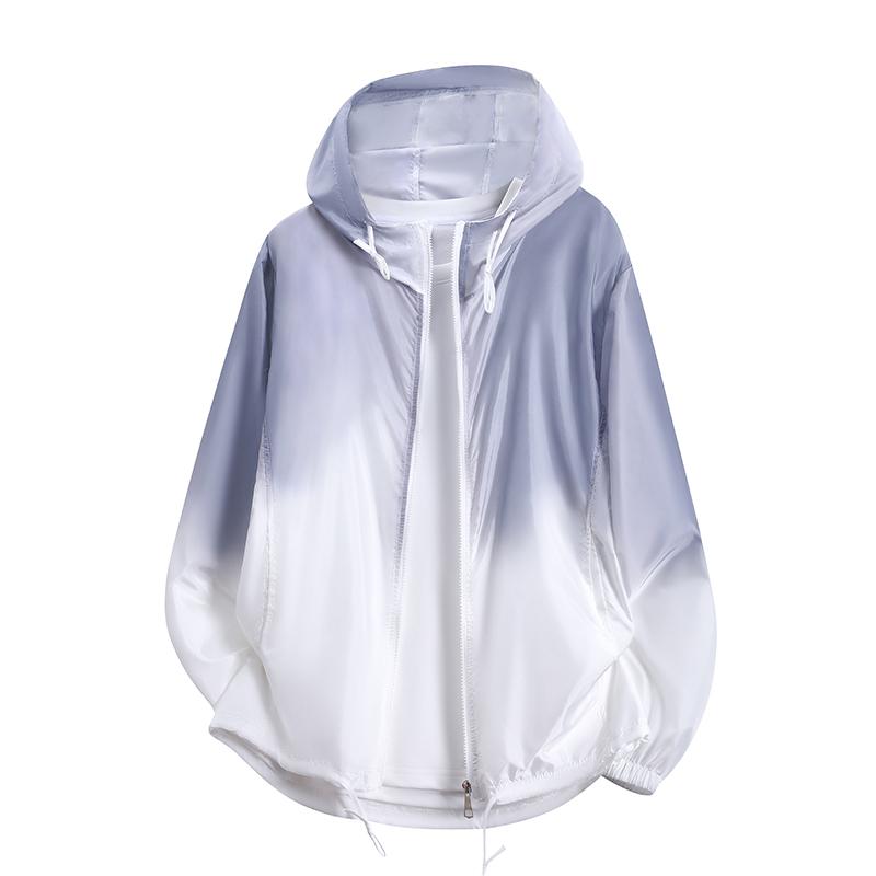 Loose Teens Gradient Color Couple Hooded Outdoor Sports Jacket