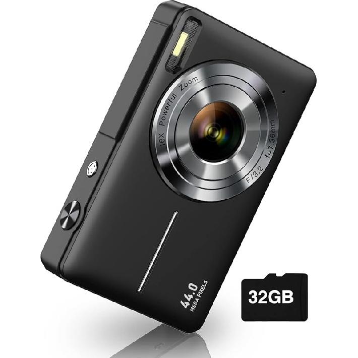 Digital Camera, FHD 1080P Digital Point and Shoot Camera with 16X Zoom Anti Shake, Compact Small Camera for Boys Girls Kids