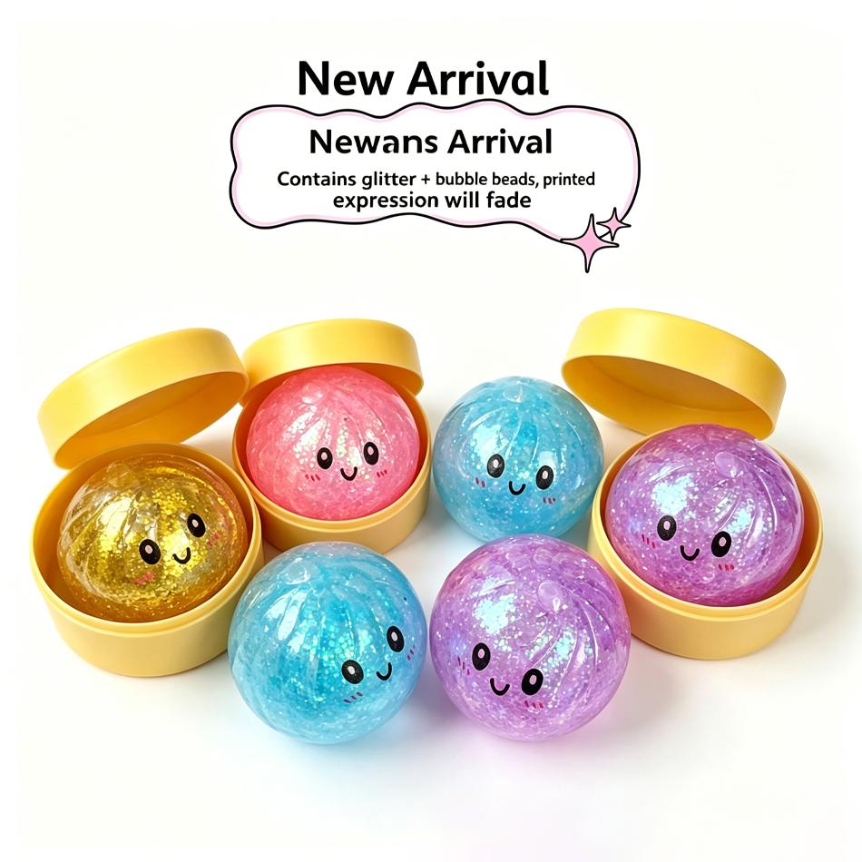 New 5.5Cm Mini Glitter Dumpling Glitter Dumpling Squishy With Box Dumplings Sensory Squeeze Toy For Stress Relief