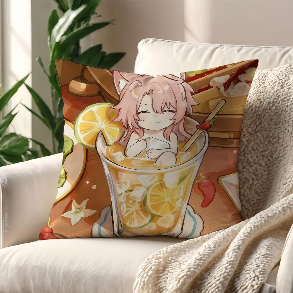 Gra Honkai Star Rail Kreskówkowa poszewka na poduszkę Poszewka na poduszkę Dekoracja Pokój Dom Sofa salon Biuro Samochód Skandynawska Prostota
