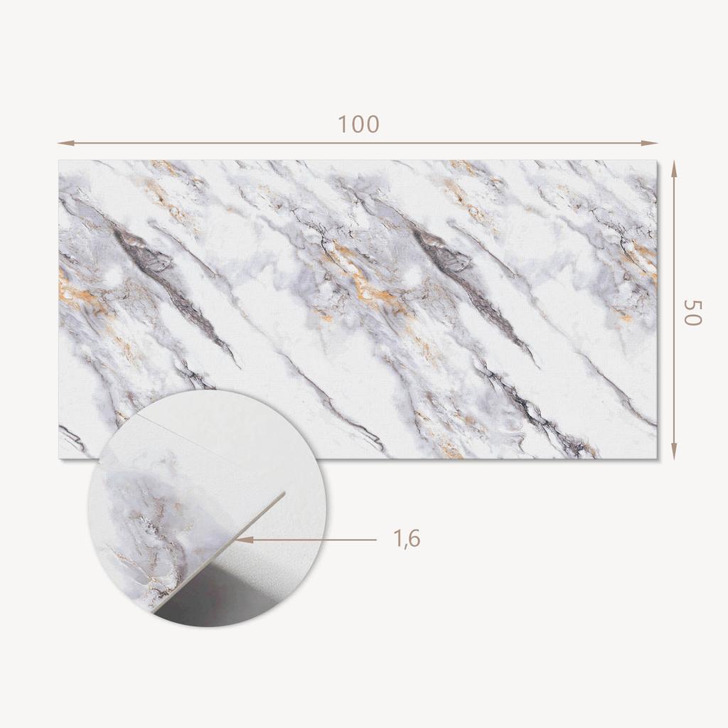 Panel Winylowy Z Dekorem Do Kuchni Lub Łazienki 100X50 Cm Elegancki Marmurowy Wzór