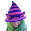 Striped Witch Hat with Rabbit Ears Unique Knit Cap for Halloween Dress Up Costume Cosplay Props Ornament