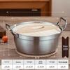 Korean Stainless Steel Mini Sukiyaki Pot with Lid - Double Ear for Luosifen & Instant Noodles