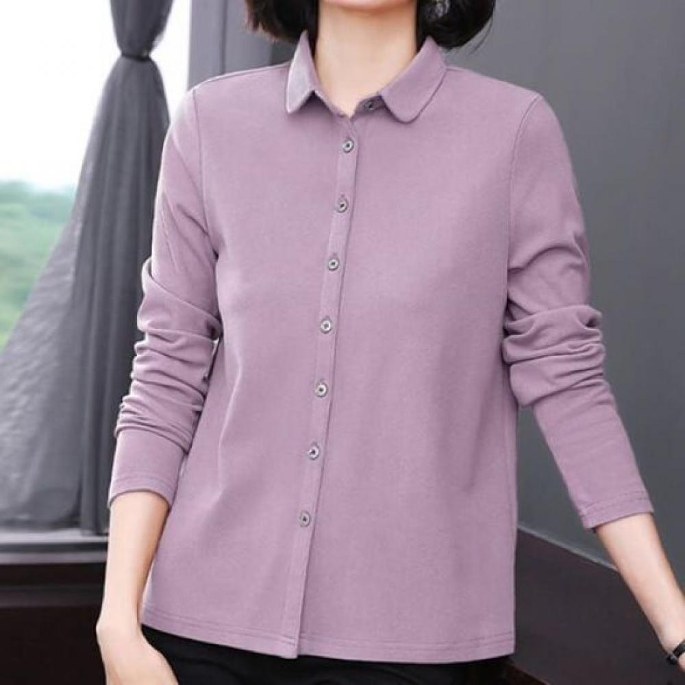 Navava Women Simple Daily Solid Long Sleeve Shirt Nb2923