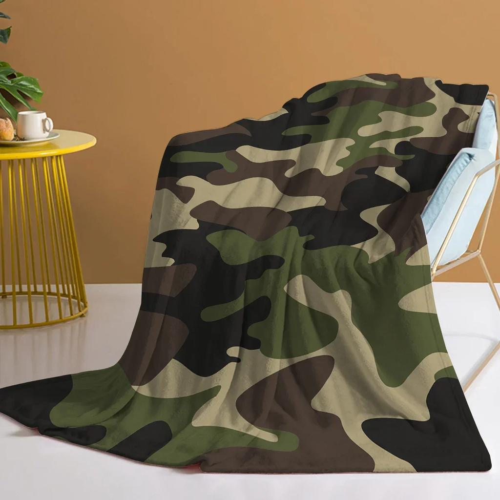 Camouflage Design Green and Black Pattern Blanket Blanket Soft Fuzzy Microfiber Plush Fleece Throw Blanket for Bed Couch