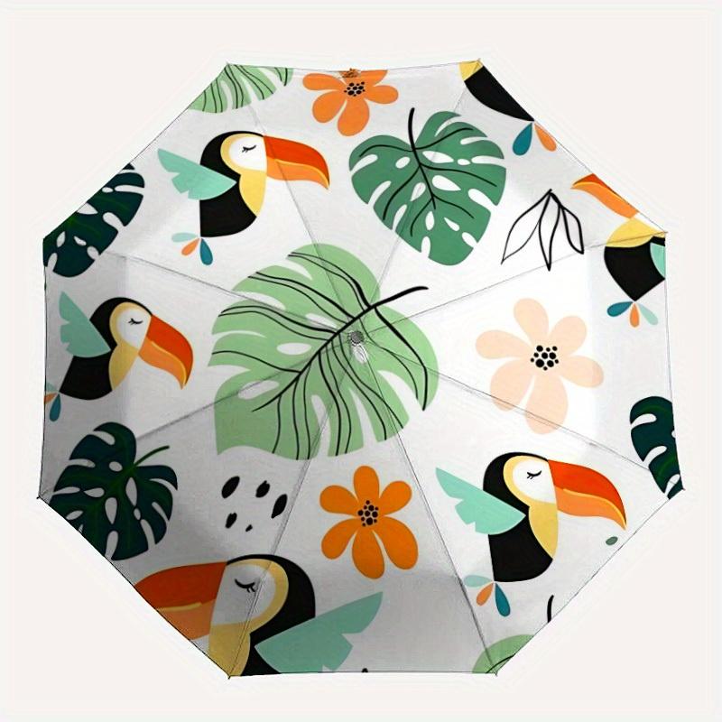 

1pc Tropical Birds Automatic Open/close, All-Season Portable Folding Umbrella, Travel, Everyday, Formal Events - Compact Luxury Parasol, Outdoor Acces