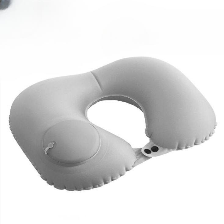Press type inflatable U-pillow U-shaped airplane headrest Portable outdoor travel pillow Foldable neck pillow nap